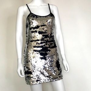 Sequin dress Avec M silver black sequin cocktail dress